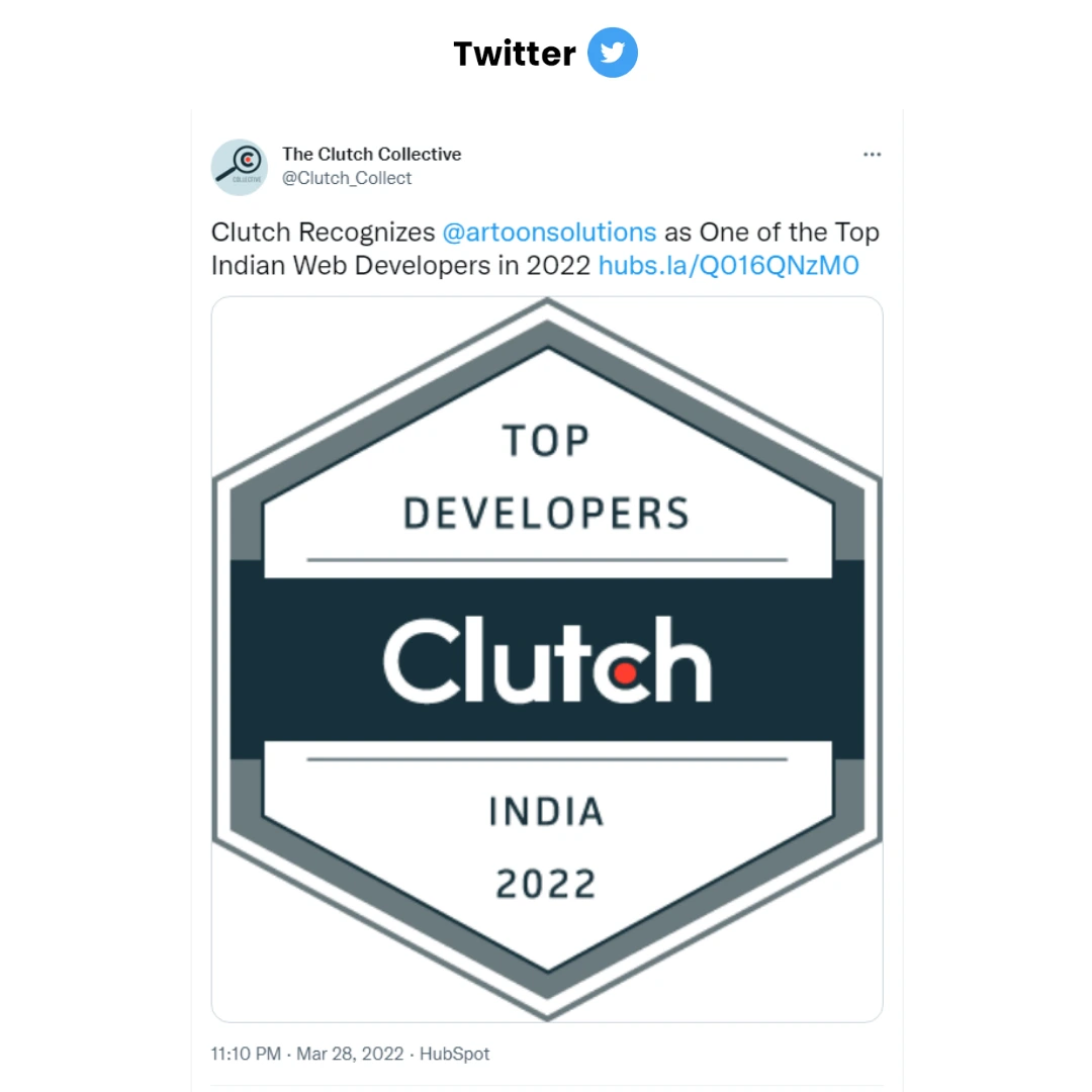 Clutch Recognizes Artoon Solutions as One of the Top Indian Web Developers in 2022