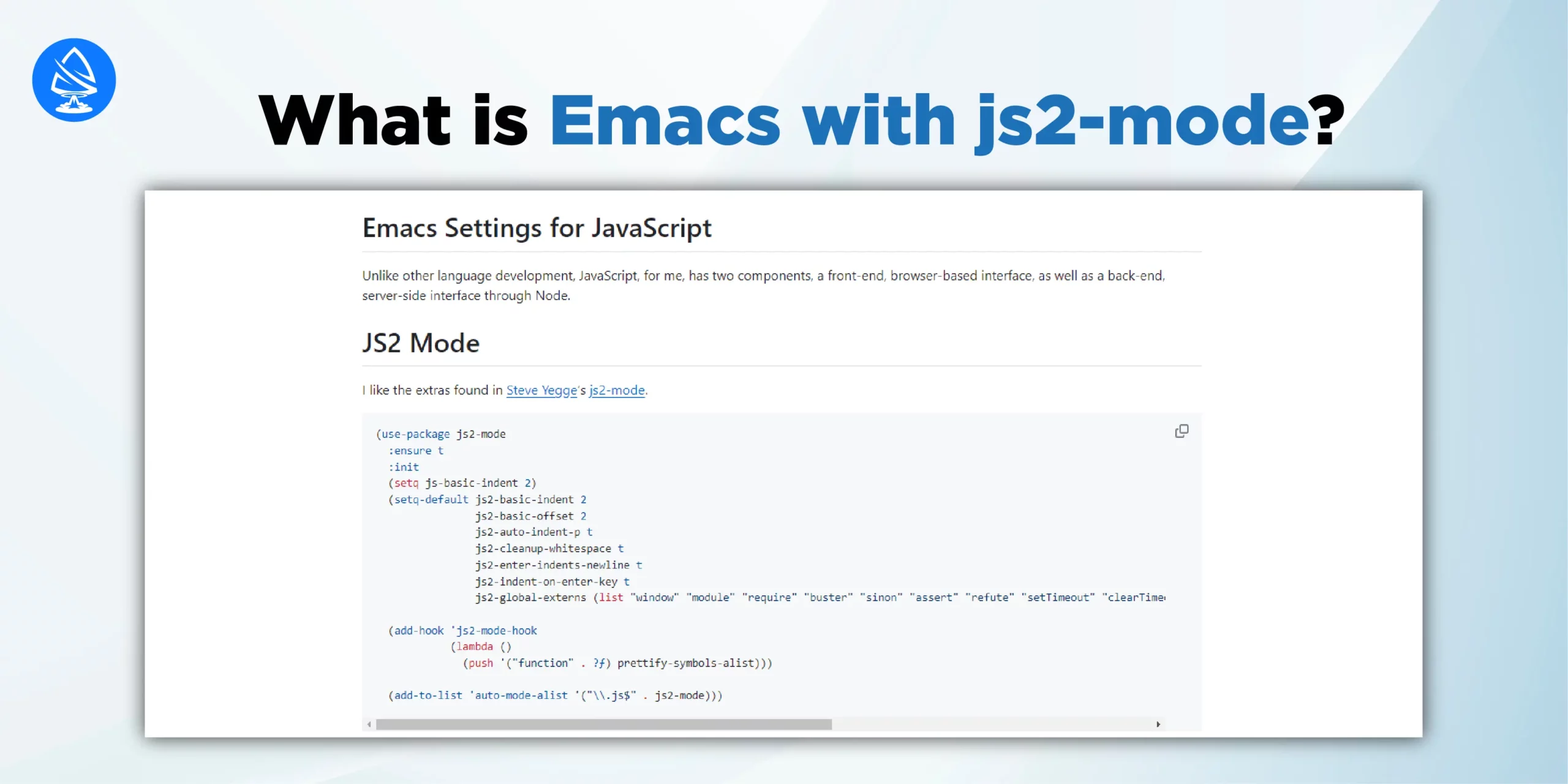 Emacs with js2-mode